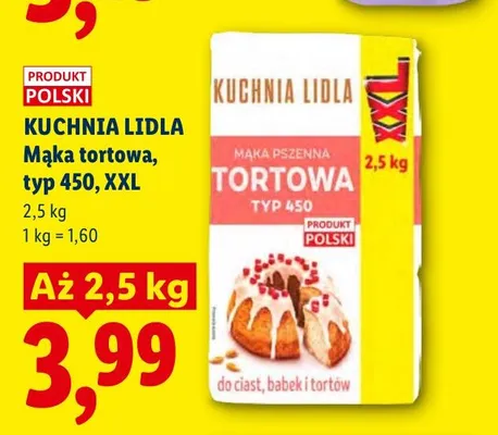 Mąka tortowa Kuchnia Lidla typ 450 XXL promocja w Lidl