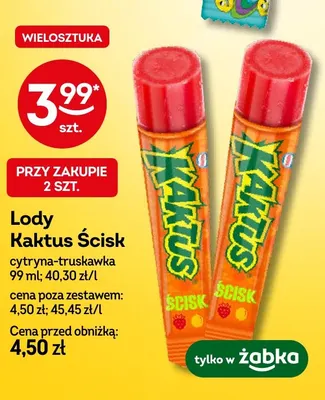 Lody Kaktus Ścisk cytryna-truskawka promocja w Żabka