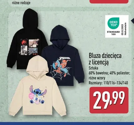 Bluza dziecięca z licencją promocja w Aldi