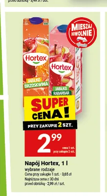 Napój Hortex Jabłko Rabarbar promocja w Twój Market