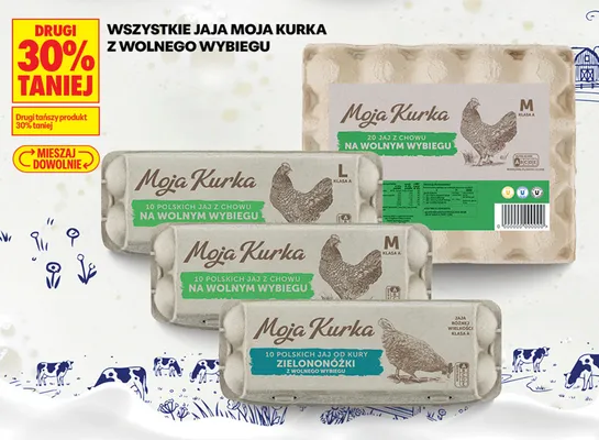 Jajka kurze z chowu na wolnym wybiegu Moja Kurka 20 szt rozmiar M promocja w Biedronka