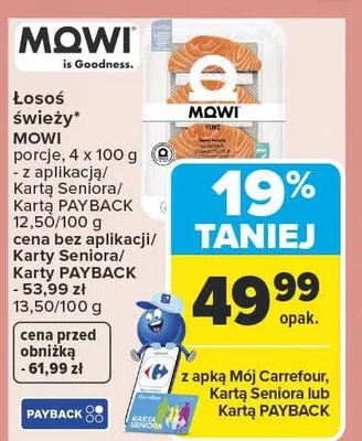 Łosoś świeży MOWI porcje, 4 x 100 g promocja w Carrefour