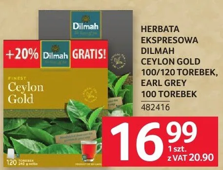 Herbata ekspresowa Dilmah Ceylon Gold 100+20 torebek, Black, Earl Grey 100 torebek promocja w Selgros