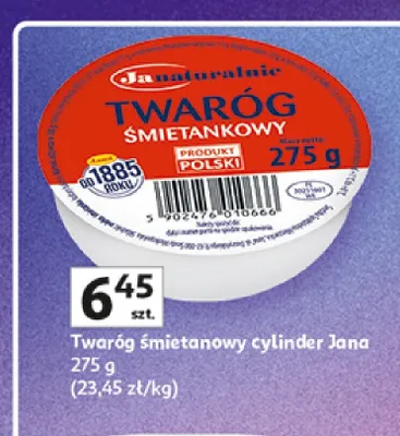 Twaróg śmietankowy cylinder Jana promocja w Auchan