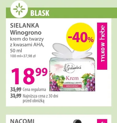 Krem do twarzy z kwasami AHA Winogrono Sielanka promocja w Hebe