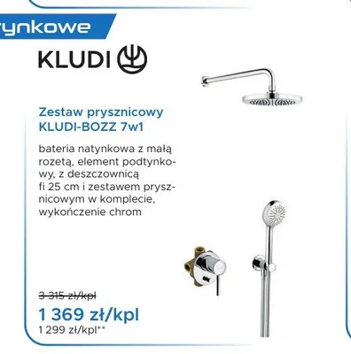Zestaw prysznicowy Kludi Bozz promocja w Blu Salony Łazienek