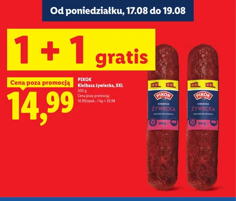 Kiełbasa żywiecka Pikok XXL promocja w Lidl
