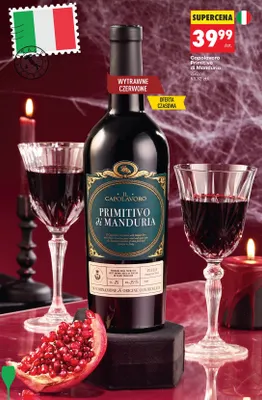 Wino czerwone wytrawne Capolavoro Primitivo di Manduria promocja w Biedronka