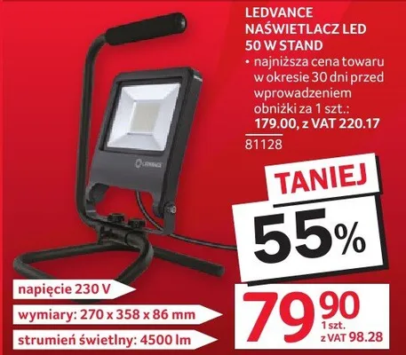 Naświetlacz LED 50 W STAND LEDVANCE promocja w Selgros