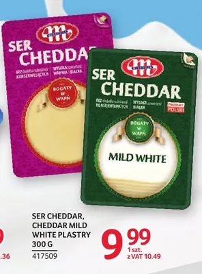Ser cheddar Mild White w plastrach Mlekovita 300 g promocja w Selgros