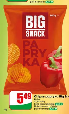 Chipsy papryka Big Snack promocja w Dino