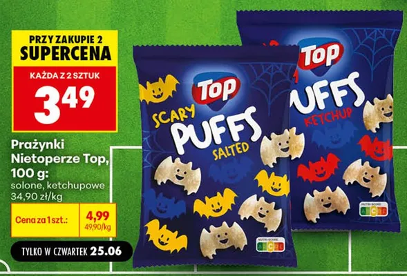 Prażynki Nietoperze Top Scary Puffs solone promocja w Biedronka