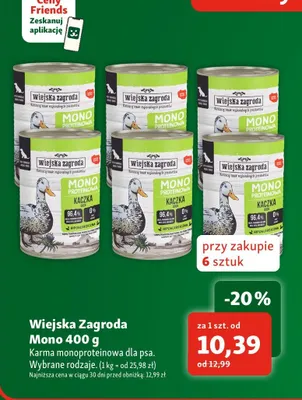 Karma monoproteinowa dla psa Wiejska Zagroda Mono Kaczka promocja w MAXI ZOO