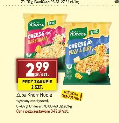 Zupa instant Nudle Cheese Carbonara Knorr promocja w Avita