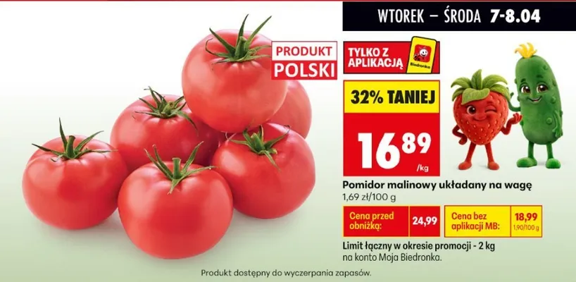 Pomidor malinowy układany na wagę promocja w Biedronka