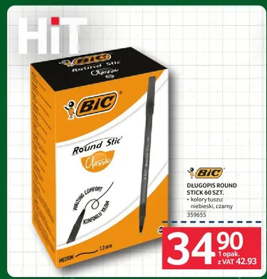 Długopis Round Stick czarny BIC promocja w Selgros