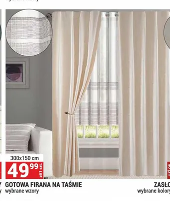 Gotowa firana na taśmie 300x150 cm promocja w Merkury Market