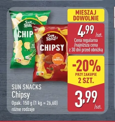 Chipsy Sun Snacks promocja w Aldi