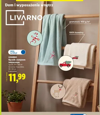 Zestaw 3 ręczników z motywem świątecznym Livarno 30x50 cm promocja w Lidl