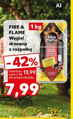 Węgiel drzewny z rozpałką Fire & Flame promocja w Kaufland