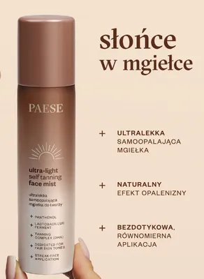 Mgiełka samoopalająca do twarzy Paese ultra-light self tanning face mist promocja w Hebe