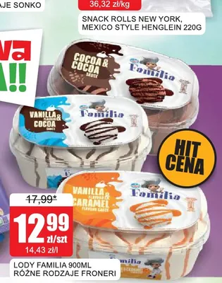 Lody Familia waniliowo-czekoladowe Froneri promocja w Bingo