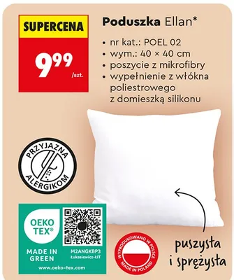 Poduszka Ellan 40 x 40 cm promocja w Biedronka