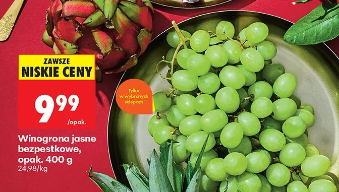 Winogrona jasne bezpestkowe promocja w Biedronka