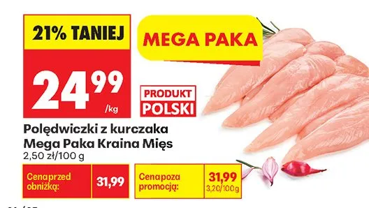 Polędwiczki z kurczaka Mega Paka Kraina Mięs promocja w Biedronka