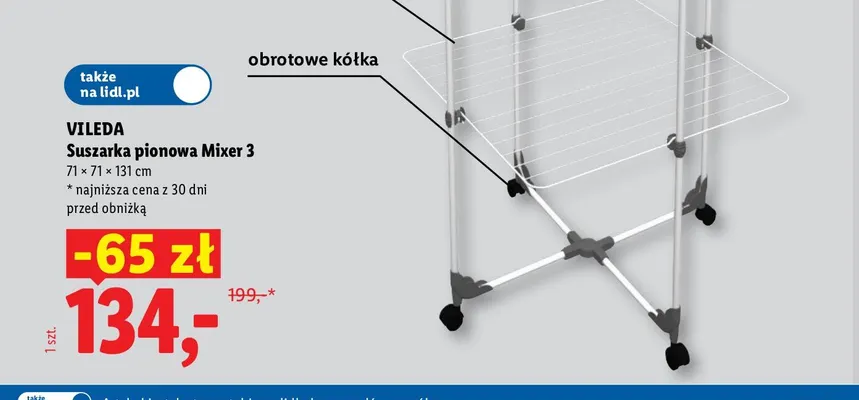 Suszarka pionowa Mixer 3 Vileda promocja w Lidl
