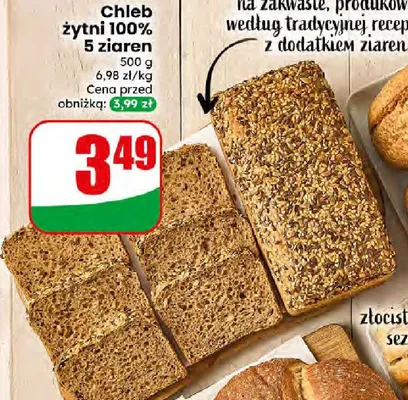 Chleb żytni 100% 5 ziaren promocja w Dino