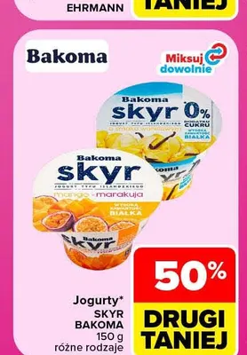 Jogurt Skyr bez dodatku cukru Bakoma 0% promocja w Carrefour Market