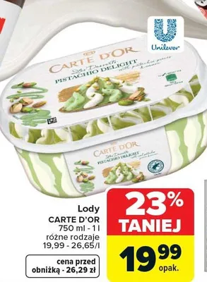 Lody carte d'or pistacjowo-migdałowe promocja w Carrefour Market