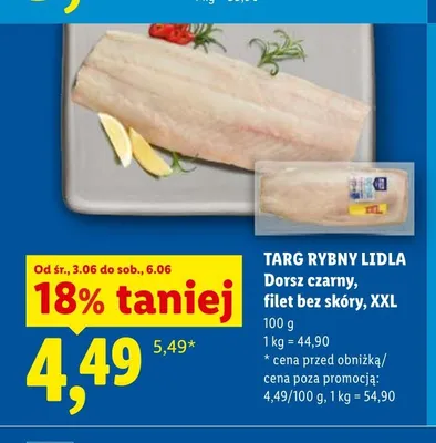 Dorsz czarny filet bez skóry Targ Rybny Lidla XXL promocja w Lidl