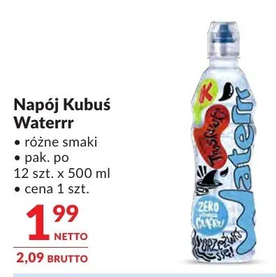 Napój Kubuś Waterrr różne smaki promocja w Makro