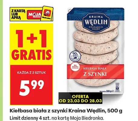 Kiełbasa biała z szynki promocja w Biedronka