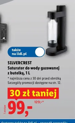 Saturator do wody gazowanej z butelką Silvercrest 1 l promocja w Lidl