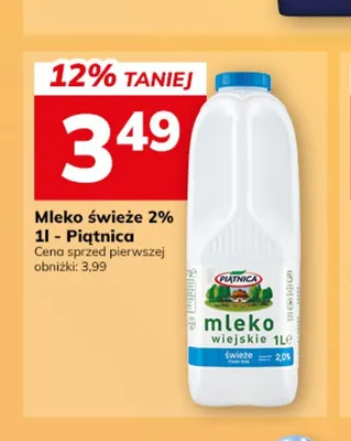 Mleko świeże 2% Piątnica promocja w Hitpol