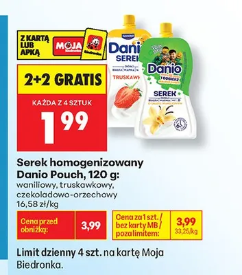 Serek homogenizowany Danio Pouch waniliowy promocja w Biedronka