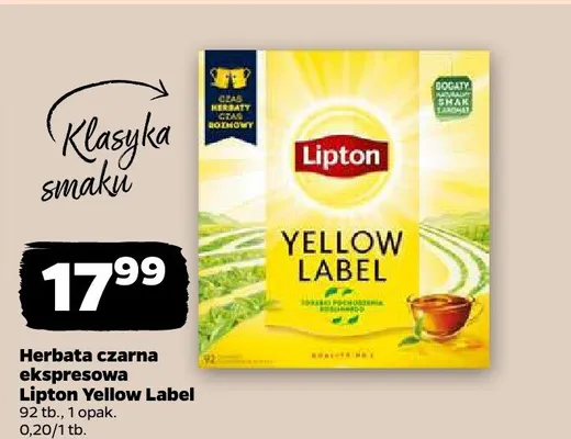 Herbata czarna ekspresowa Lipton Yellow Label promocja w Netto