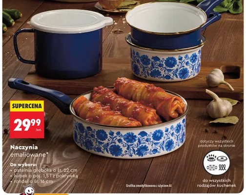 Patelnia głęboka emaliowana 22 cm Smukee promocja w Biedronka