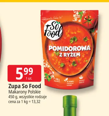 Zupa pomidorowa z ryżem So Food promocja w Leclerc