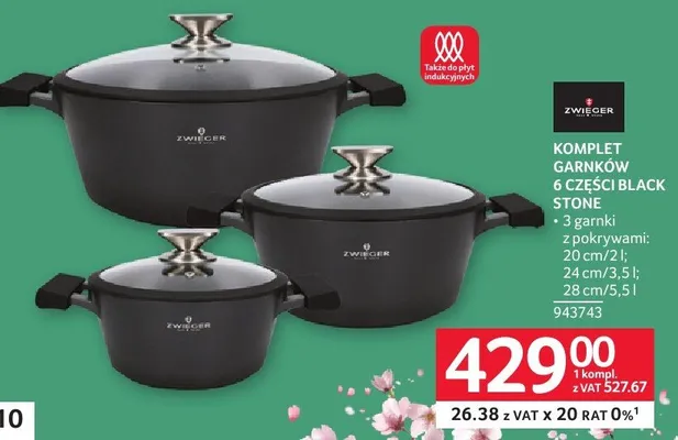 Komplet garnków 6 części BLACK STONE ZWIEGER promocja w Selgros