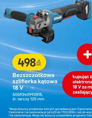 Bezszczotkowa szlifierka kątowa 18V promocja w Castorama