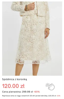 Spódnica z koronką promocja w Monnari