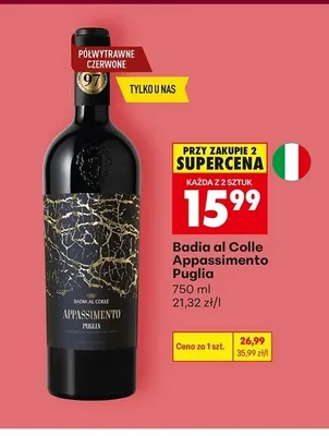 Wino czerwone półwytrawne Badia al Colle Appassimento Puglia promocja w Biedronka