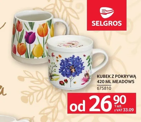 Kubek z pokrywą Meadows 420ml promocja w Selgros