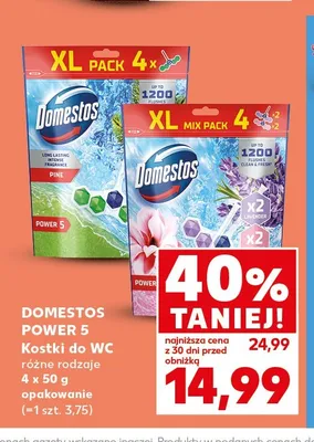 Kostki do WC Domestos Power 5 Lavender 4-pak promocja w Kaufland