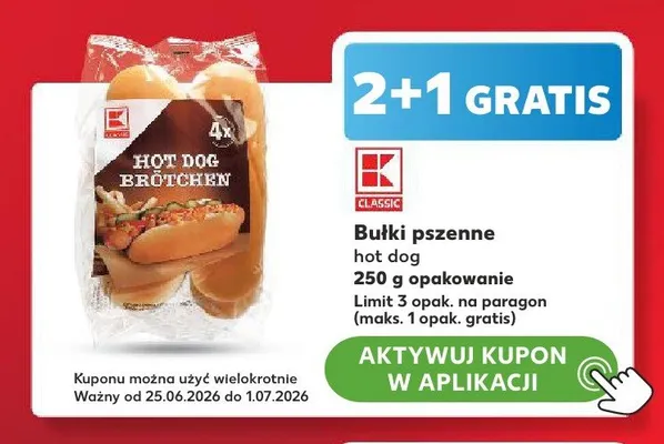 Bułki pszenne hot dog K-Classic promocja w Kaufland