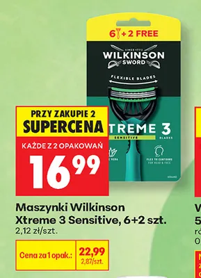 Maszynki Wilkinson Xtreme 3 Sensitive 6+2 szt. promocja w Biedronka